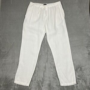 SAKS FIFTH AVENUE Linen Women's Large‎ White Resortwear Beach Vacation Relaxed